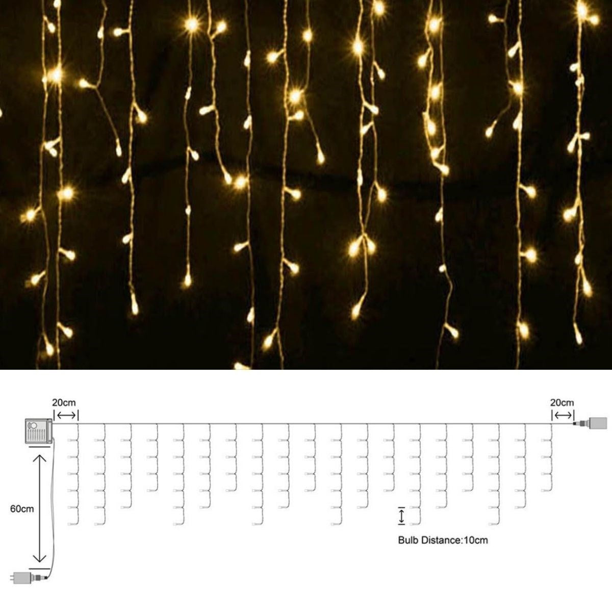 BUFFER® 8 Fonksiyonlu 16 Saçaklı Perde Led 3 x 1 (Günışığı)