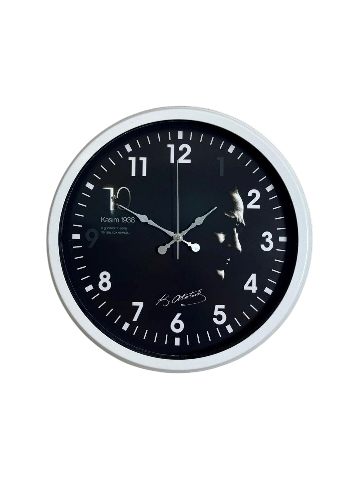 Cumhuriyet Işığı Beyaz Seri 36 Cm Metal Duvar Saati