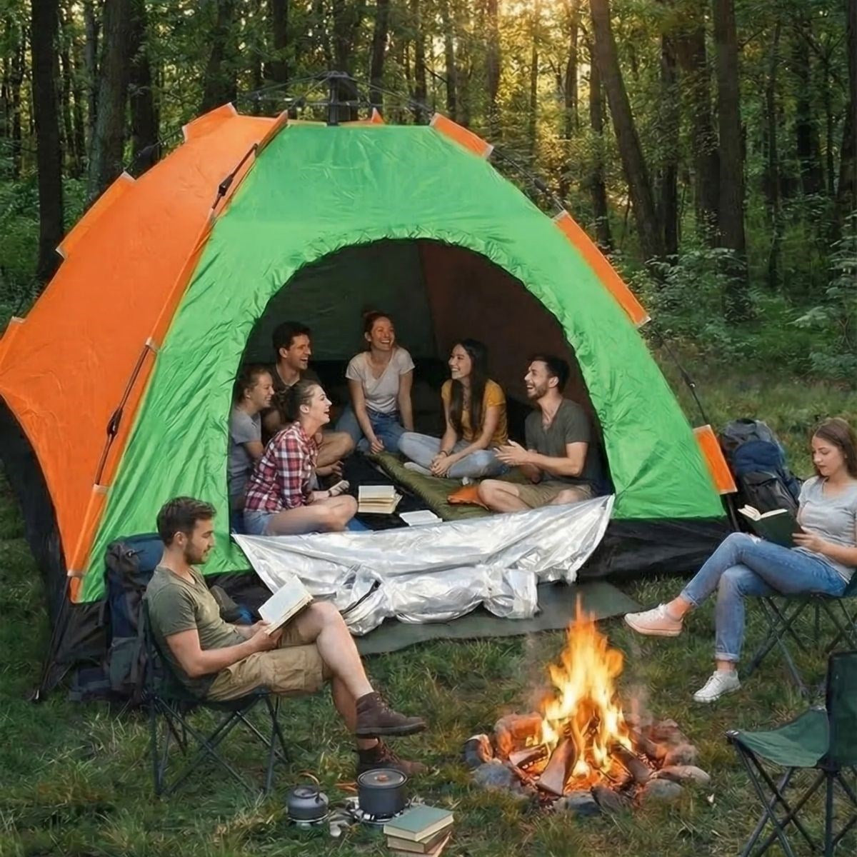 BUFFER® 8 Kişilik Otomatik Kurulum Kamp Çadırı – Outdoor, Suya Dayanıklı Hızlı Kurulum Piknik ve Doğa İçin Geniş Aile Çadırı 250x250x165 cm