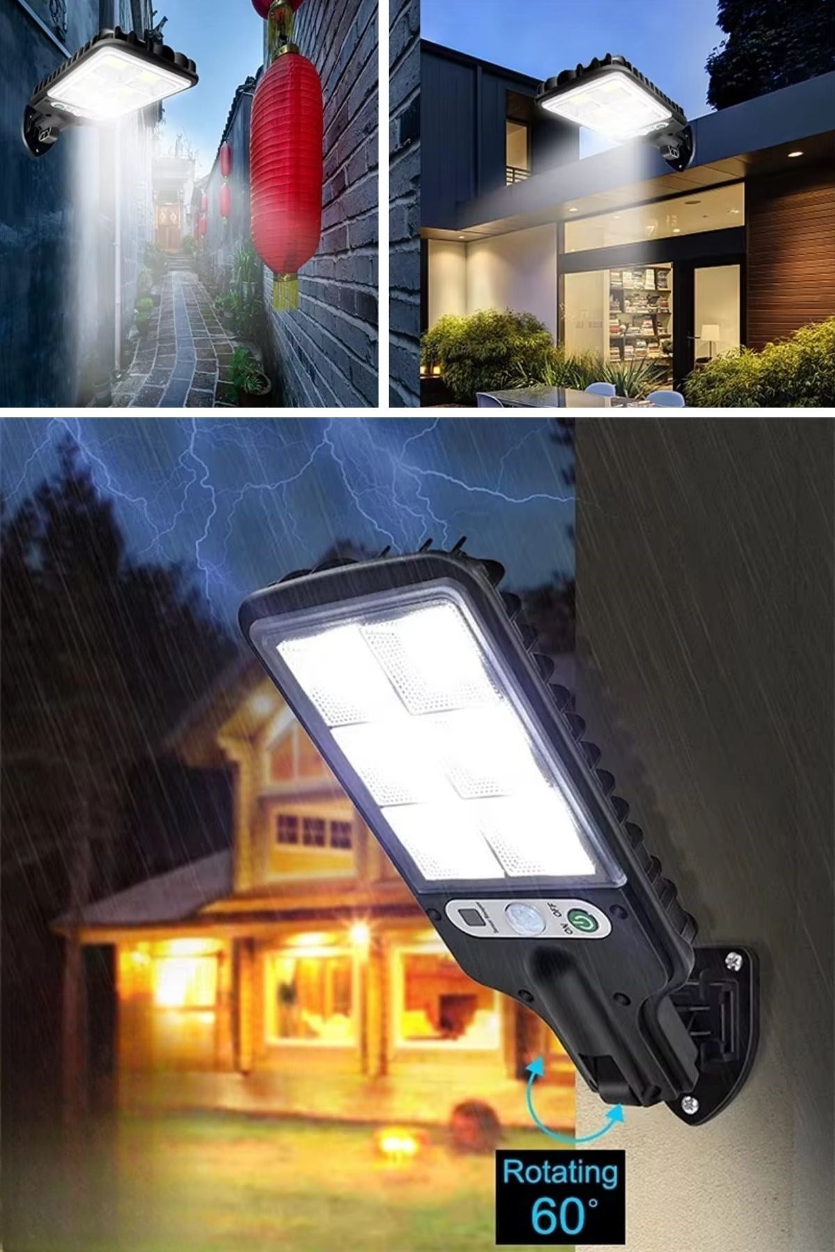 BUFFER® 3 Farklı Işık Modlu Güneş Enerjisiyle Şarj Olan Dış Mekan Uyumlu Kumandalı Solar Duvar LEDİ