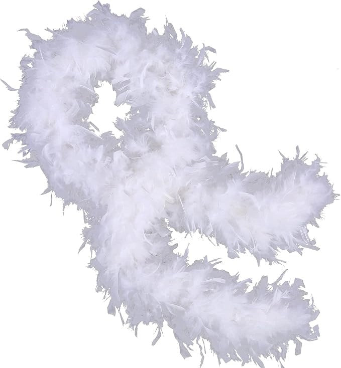 Beyaz Renk Kabarık Kalın Otriş Boa Tüy 6 cm Genişlik 180-200 cm Uzunluk