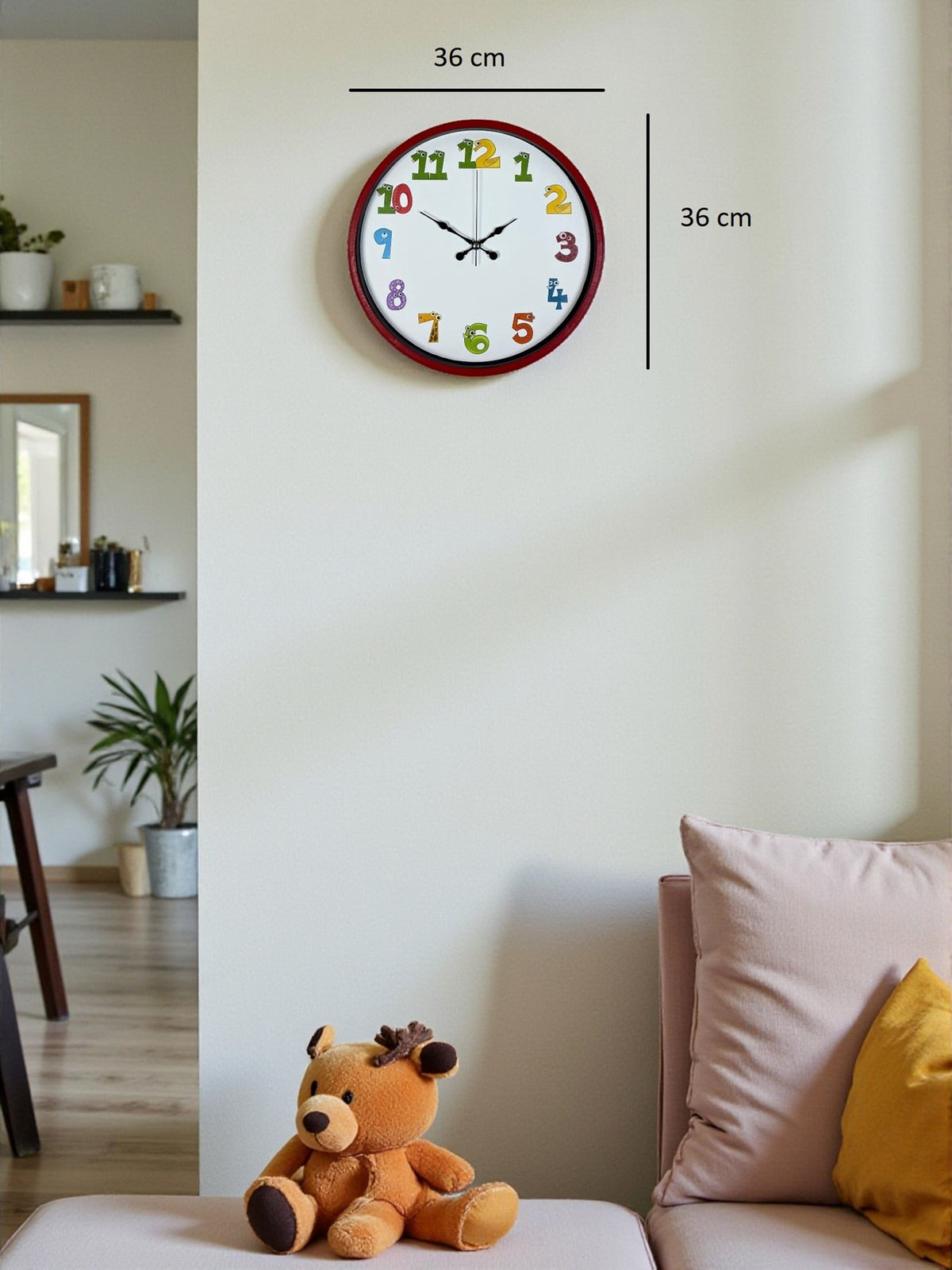 36 Cm Kırmızı Çocuk Odası Duvar Saati