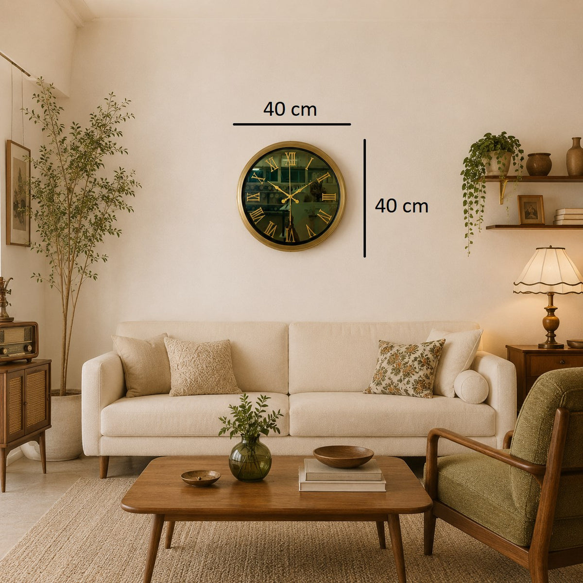 Eskitme Grand Roma Aynalı 40 x 40 Cm Duvar Saati