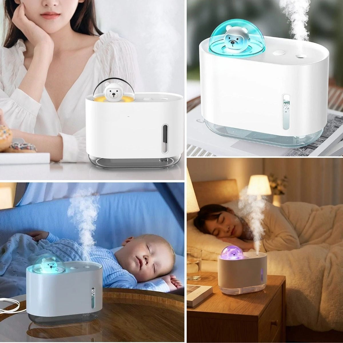 Markasız - Hava Nemlendirici - BUFFER® Uzay Ayısı 300 ML USB Hava Nemlendirici – LED Işıklı Masaüstü