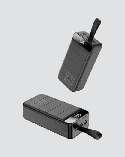 50.000 mAh Kapasiteli Powerbank – Hızlı Şarj Destekli, 4 USB Portlu, LED Işıklı Taşınabilir Enerji Deposu