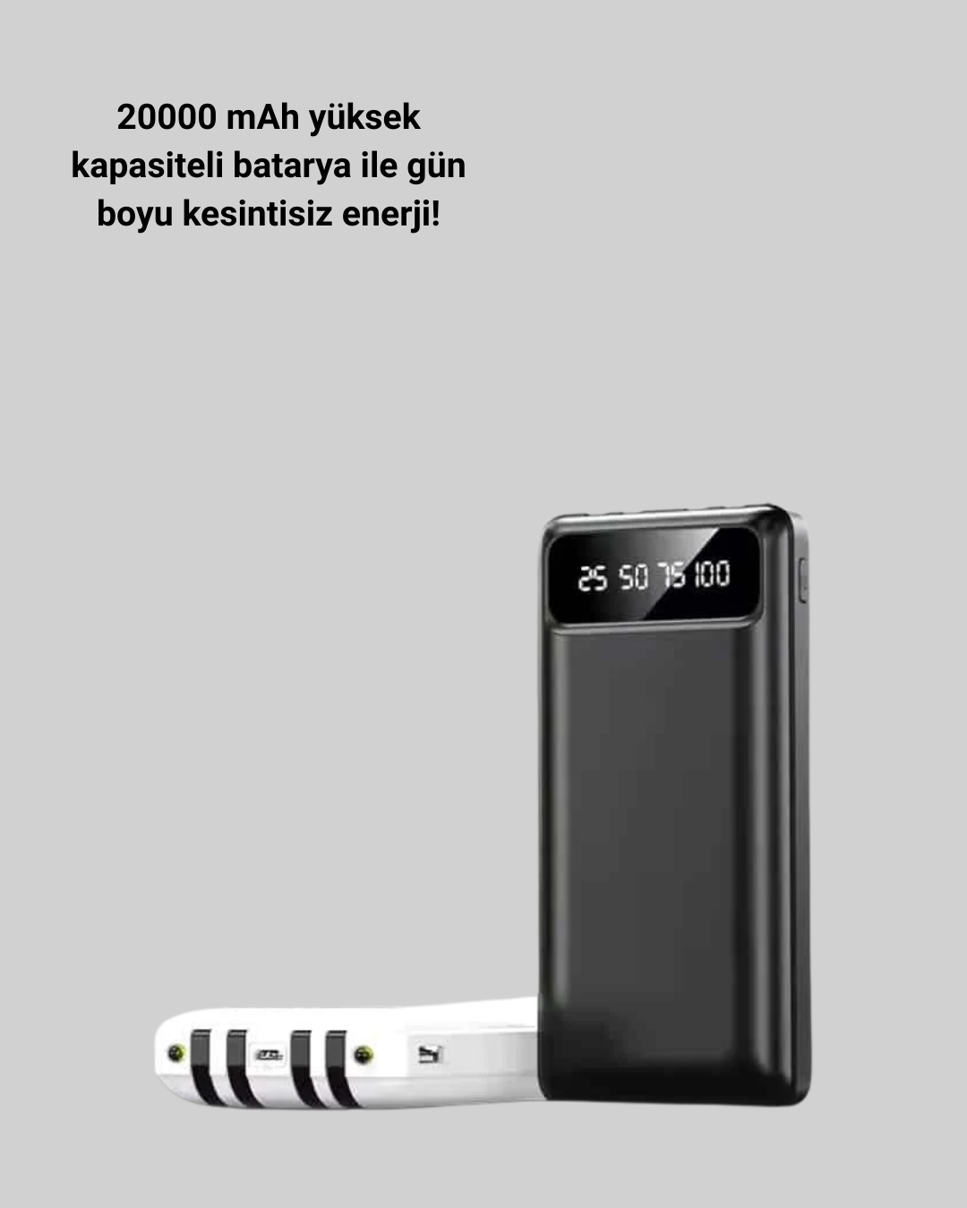 Akıllı LCD Ekranlı 20.000mAh Powerbank PD + USB + Type-C Yeni Nesil