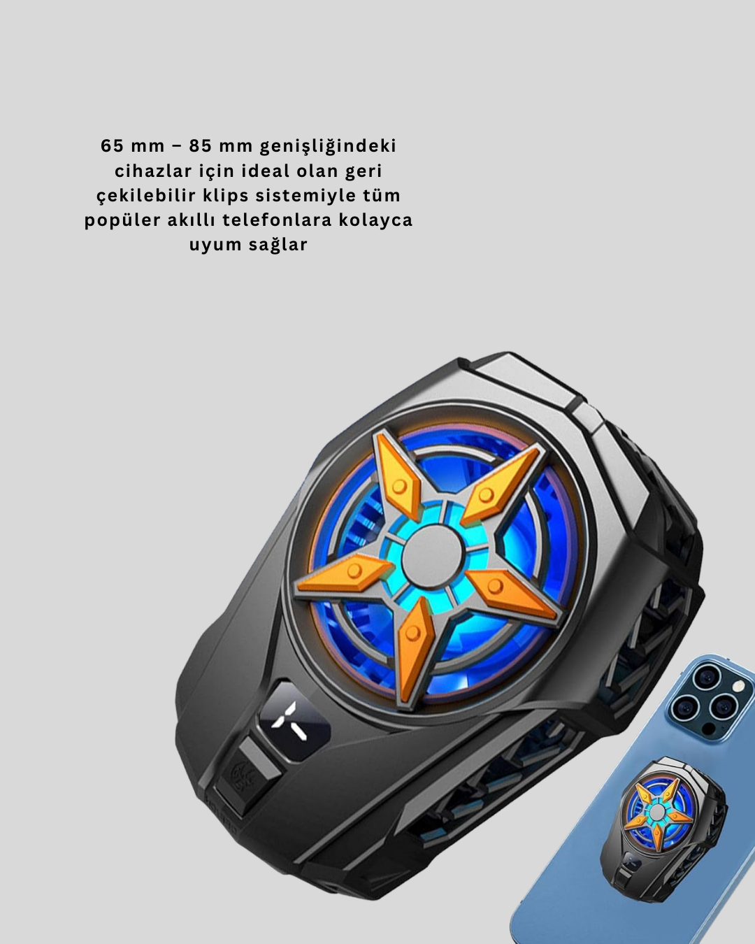 Yarı İletken Telefon Soğutucu Dijital Ekranlı Oyuncu Telefon Fanı