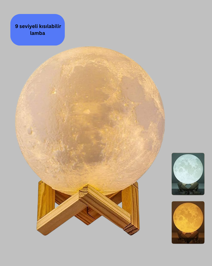 Şarjlı 3D Baskılı 16 Renk Ay Lambası Stand