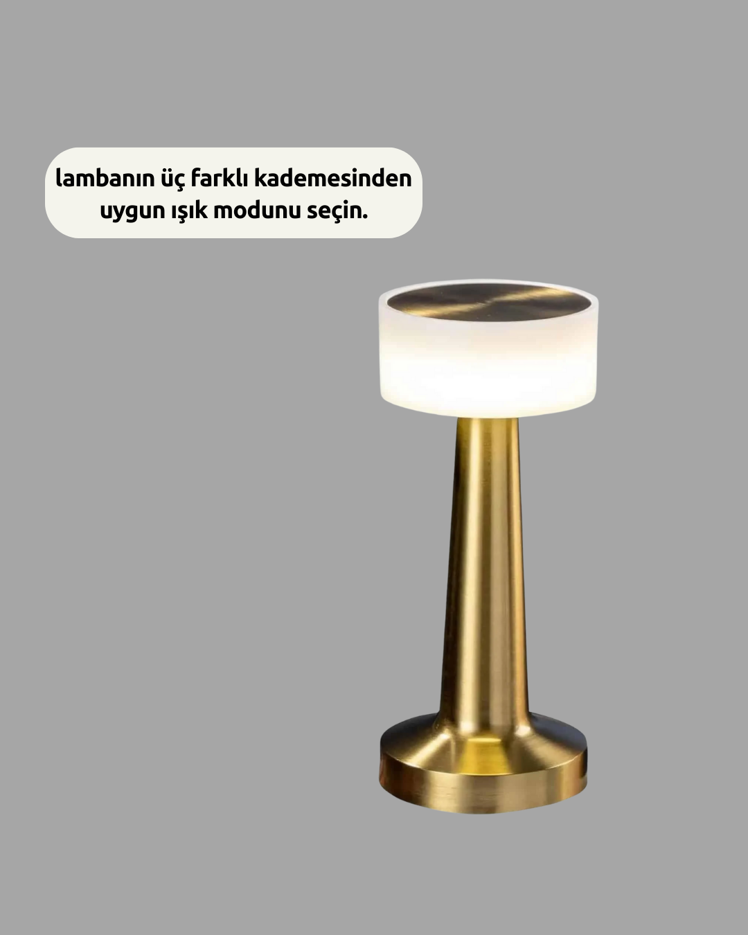 Modern USB'li Kablosuz Masa Lambası – Minimalist Tasarım, 3 Farklı Parlaklık