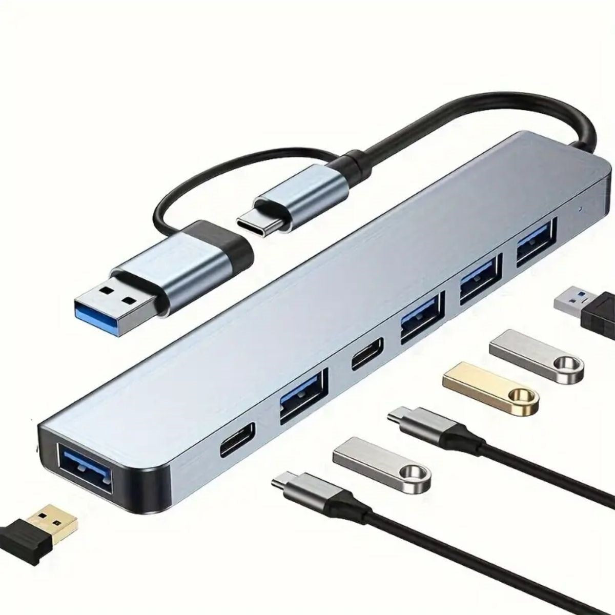 8 in 1 Usb Çevirici Notebook Macbook Type-C Uyumlu Görüntü Aktarıcı Hub (5643)