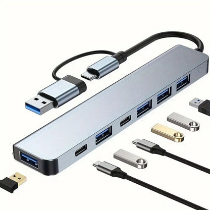 8 in 1 Usb Çevirici Notebook Macbook Type-C Uyumlu Görüntü Aktarıcı Hub (5643)