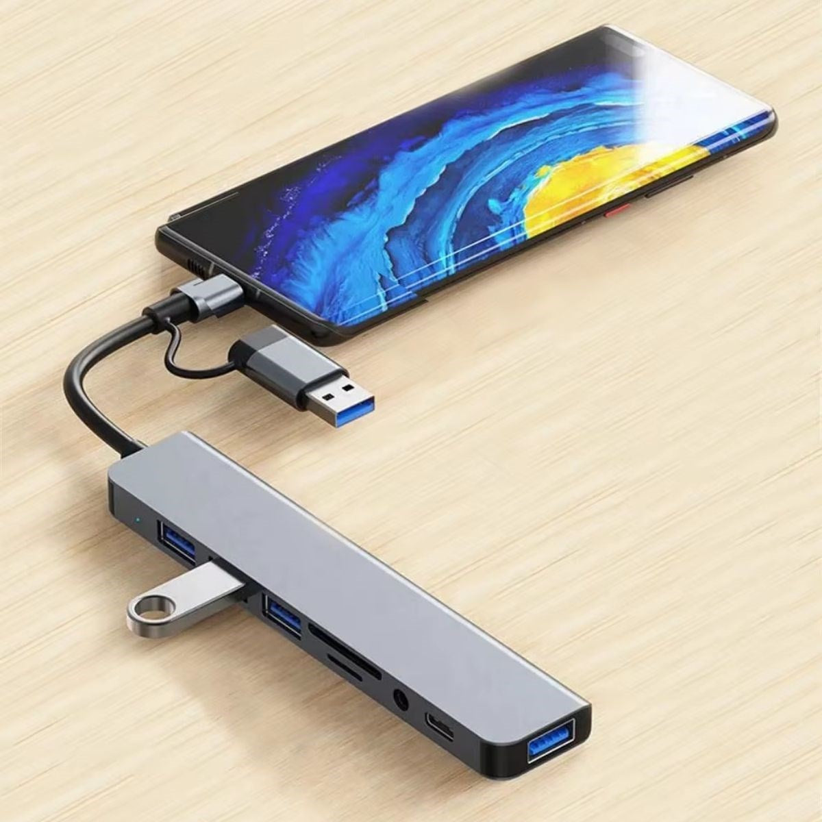 8 in 1 Usb Çevirici Notebook Macbook Type-C Uyumlu Görüntü Aktarıcı Hub (5643)