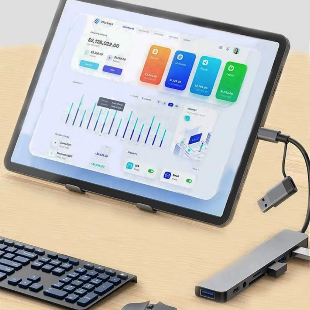 8 in 1 Usb Çevirici Notebook Macbook Type-C Uyumlu Görüntü Aktarıcı Hub (5643)