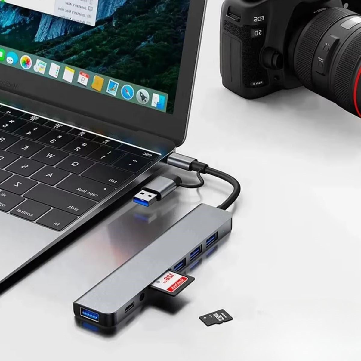 8 in 1 Usb Çevirici Notebook Macbook Type-C Uyumlu Görüntü Aktarıcı Hub (5643)