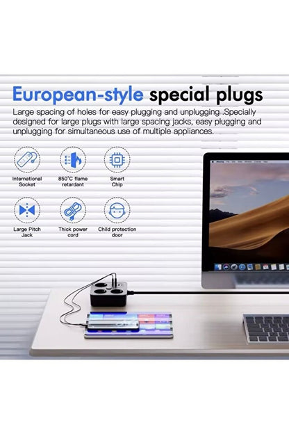 sonx Akım Korumalı Avrupa Tip-C USB Soket Kartı 2 Metre - Güvenli ve Uzun Kablo Çözümü