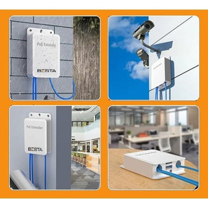 4 Port Outdoor PoE Extender 1 giriş 3 Çıkış, IEEE 802.3af/at Mini 4 Kanal PoE Tekrarlayıcı IP66 Su Geçirmez
