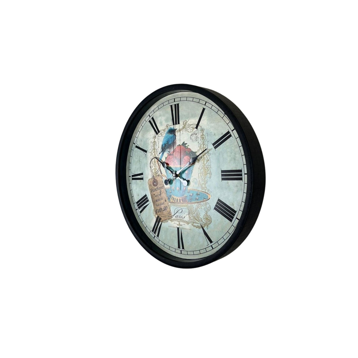 Siyah Paris Garden Dekoratif 36 Cm Duvar Saati