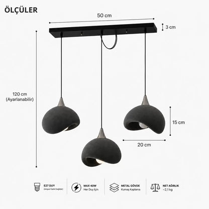 Beton Görünümlü 3d Pla Plastik İskandinav Tarz Sarkıt Avize – Salon Ve Cafe İçin 61-70 Cm Gri
