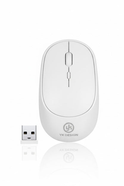 BUFFER® Beyaz Renkli Ergonomik Sessiz Kablosuz Mouse – USB Alıcılı, Ofis ve Oyun İçin Konforlu Bilgisayar Faresi MS6310