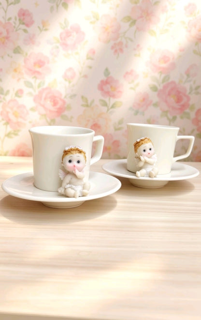 KİRLİNOVA® MELEK BEBEK 2'Lİ PORSELEN FİNCAN TAKIMI