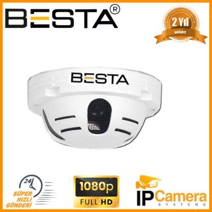 2 MP 1080P Duman Dedektör Görünümlü IP POE Dome Kamera