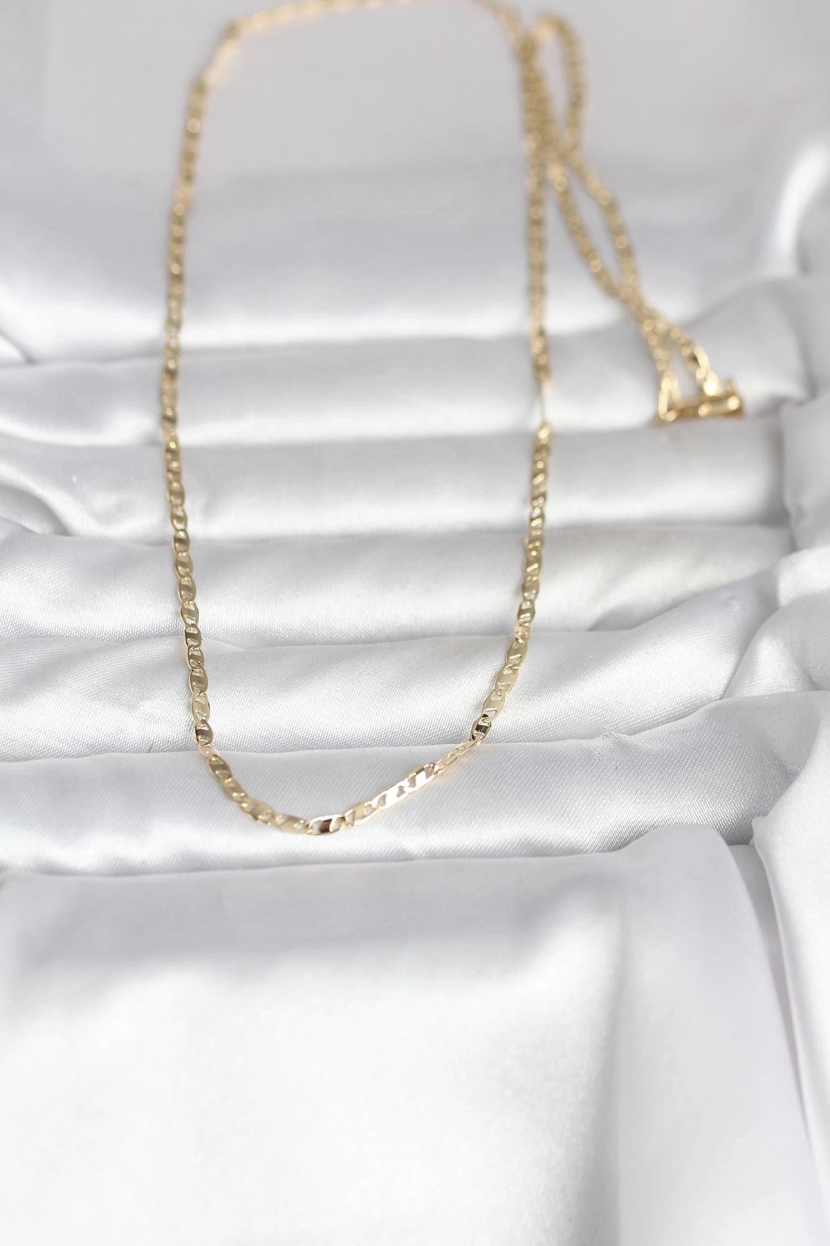 CM 14K Gold Renk Yassı Zincir Model 60 cm Kadın Kolye