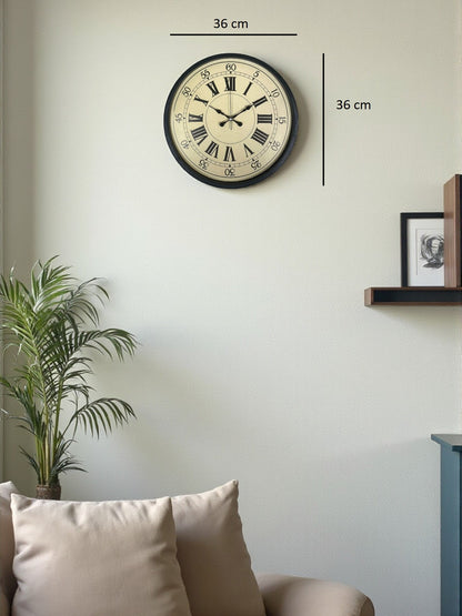36 Cm Siyah Retro Tasarım Duvar Saati