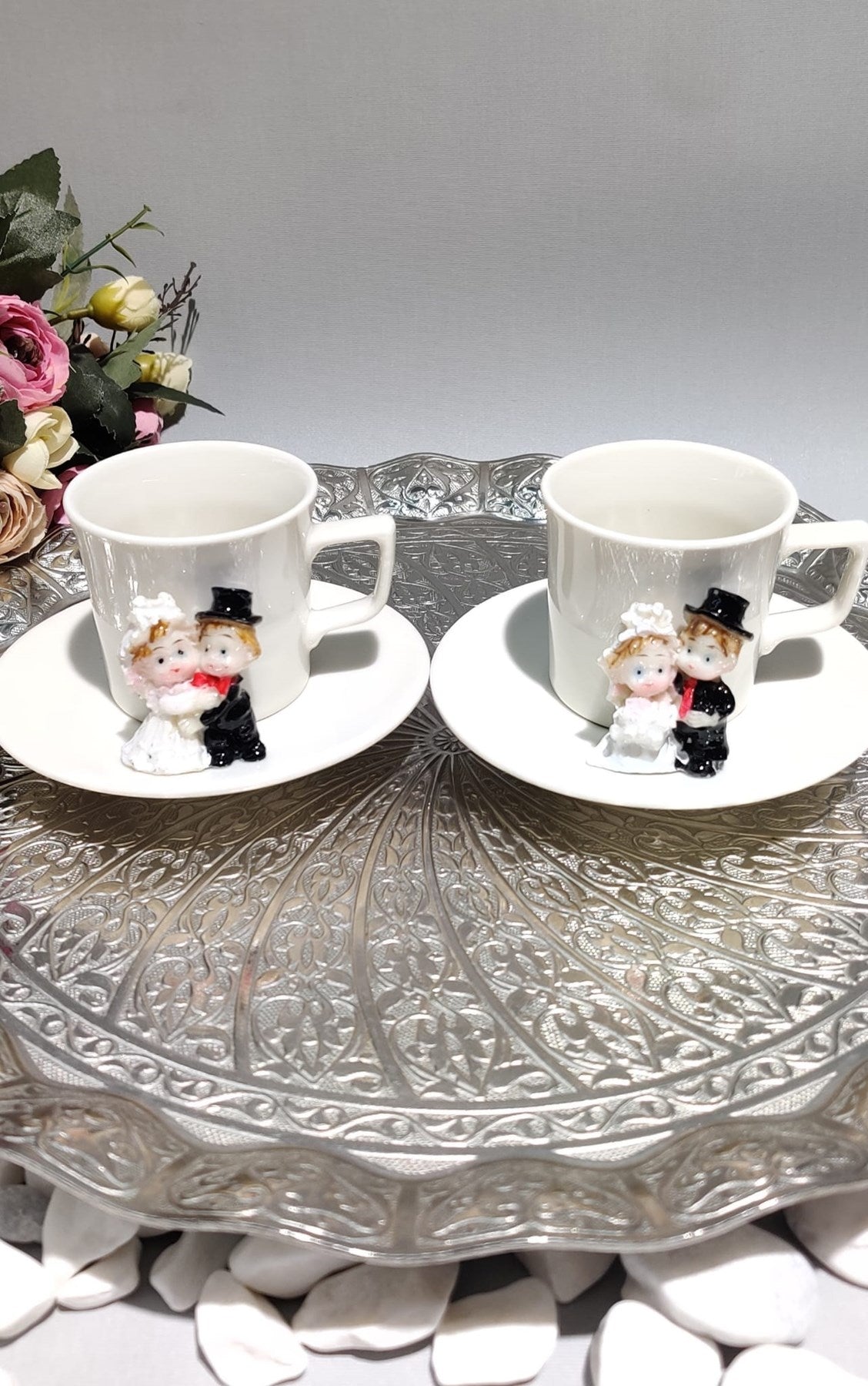 KİRLİNOVA® GELİN DAMAT 2'Lİ PORSELEN FİNCAN TAKIMI