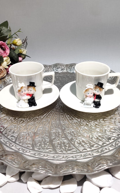 KİRLİNOVA® GELİN DAMAT 2'Lİ PORSELEN FİNCAN TAKIMI