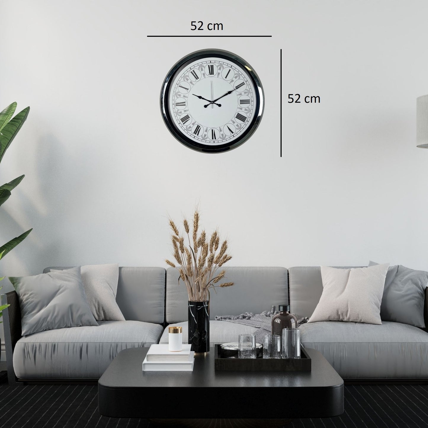 Krom Mnadala Desenli 52 x 52 Cm Duvar Saati