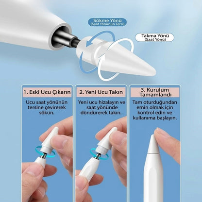 BUFFER® 6 Adet Farklı Uçlı Universal Dokunmatik Kalem Ucu – Tablet ve Telefon Uyumlu Stylus Pen Yedek Başlıkları
