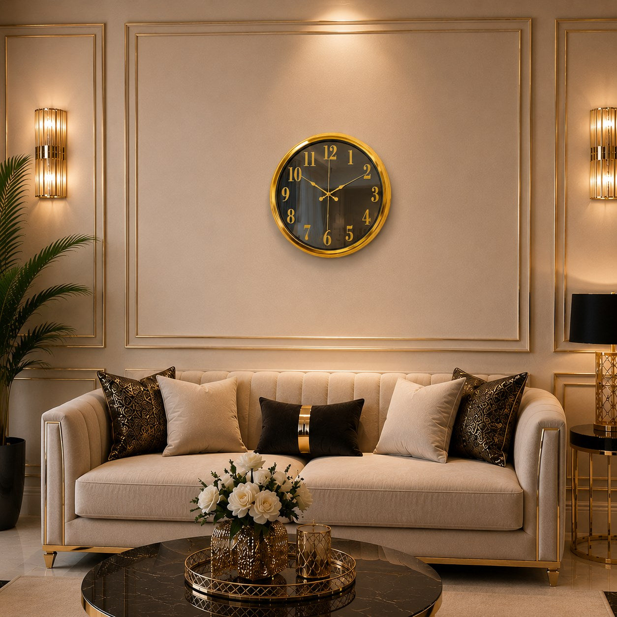 Gold Luxury Aynalı 40 x 40 Cm Duvar Saati