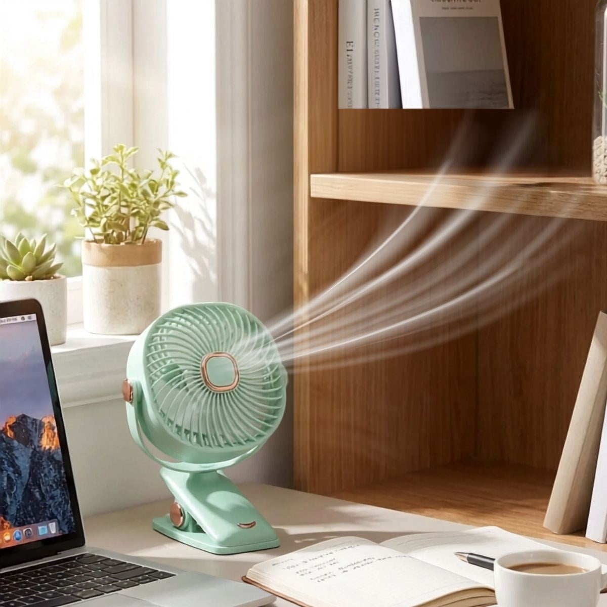BUFFER® 3 Kademeli Mandallı Masaüstü Fan – 360° Tam Tur Dönebilen Oynar Başlıklı Duvara Monte Edilebilen Mini Fan ZB113