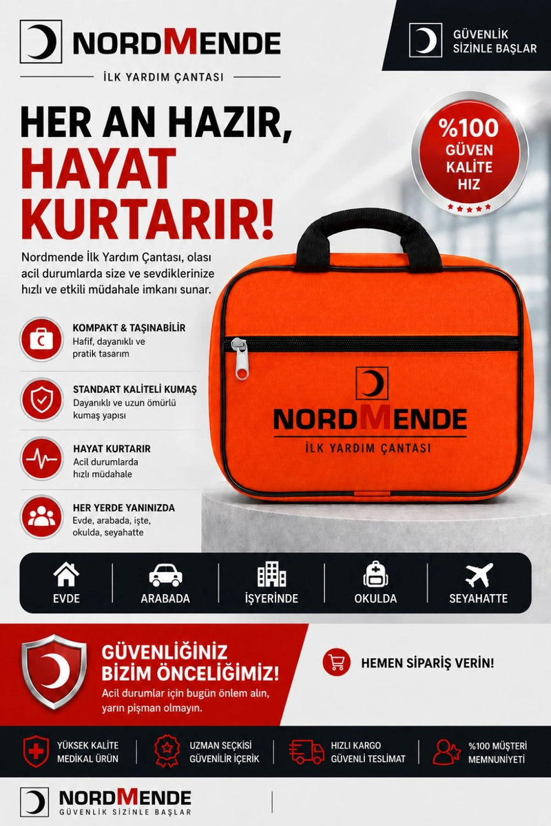 Nordmende İlk Yardım Çantası Acil Müdahale Seti – Araç, Ev, Ofis ve Seyahat İçin