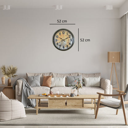 Eskitme Nostaljik Tasarım 52 Cm Metal Duvar Saati