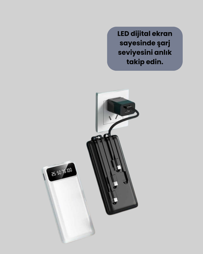 Akıllı LCD Ekranlı 20.000mAh Powerbank PD + USB + Type-C Yeni Nesil