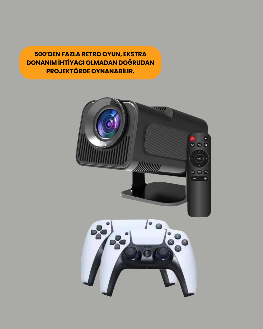 1.5 KG Ağırlığında, 4500 Retro Oyunlu Multimedya Projektör Yeni Nesil