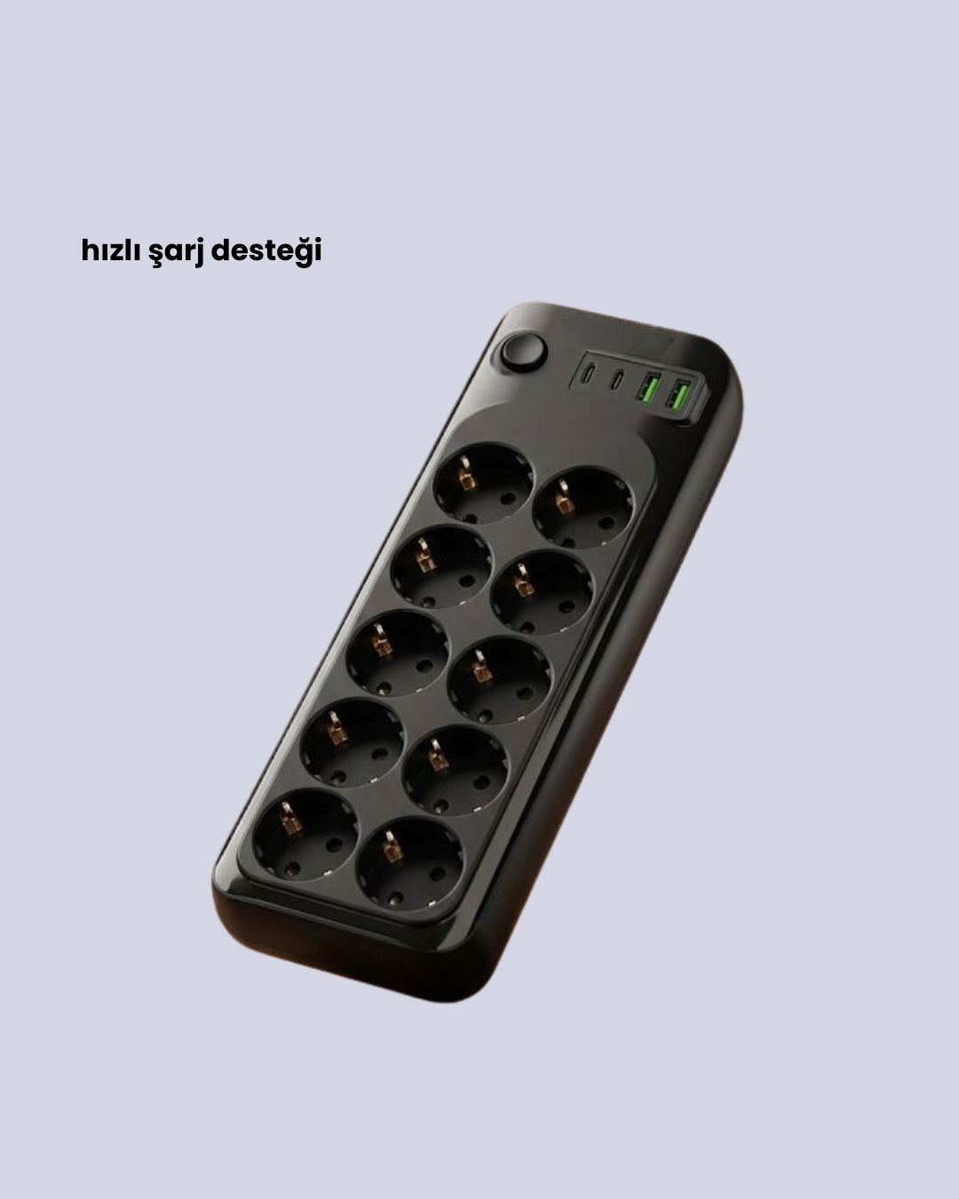 Termal Koruma Sistemli USB Type-C 10’lu Grup Priz 2m 2500W Güç Kapasiteli