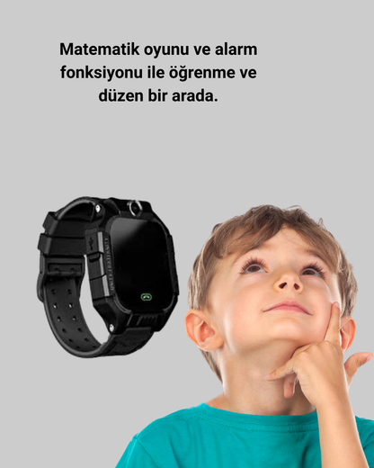 S10 Siyah Akıllı Çocuk Saati Konum Takip ve Güvenlik Özellikli