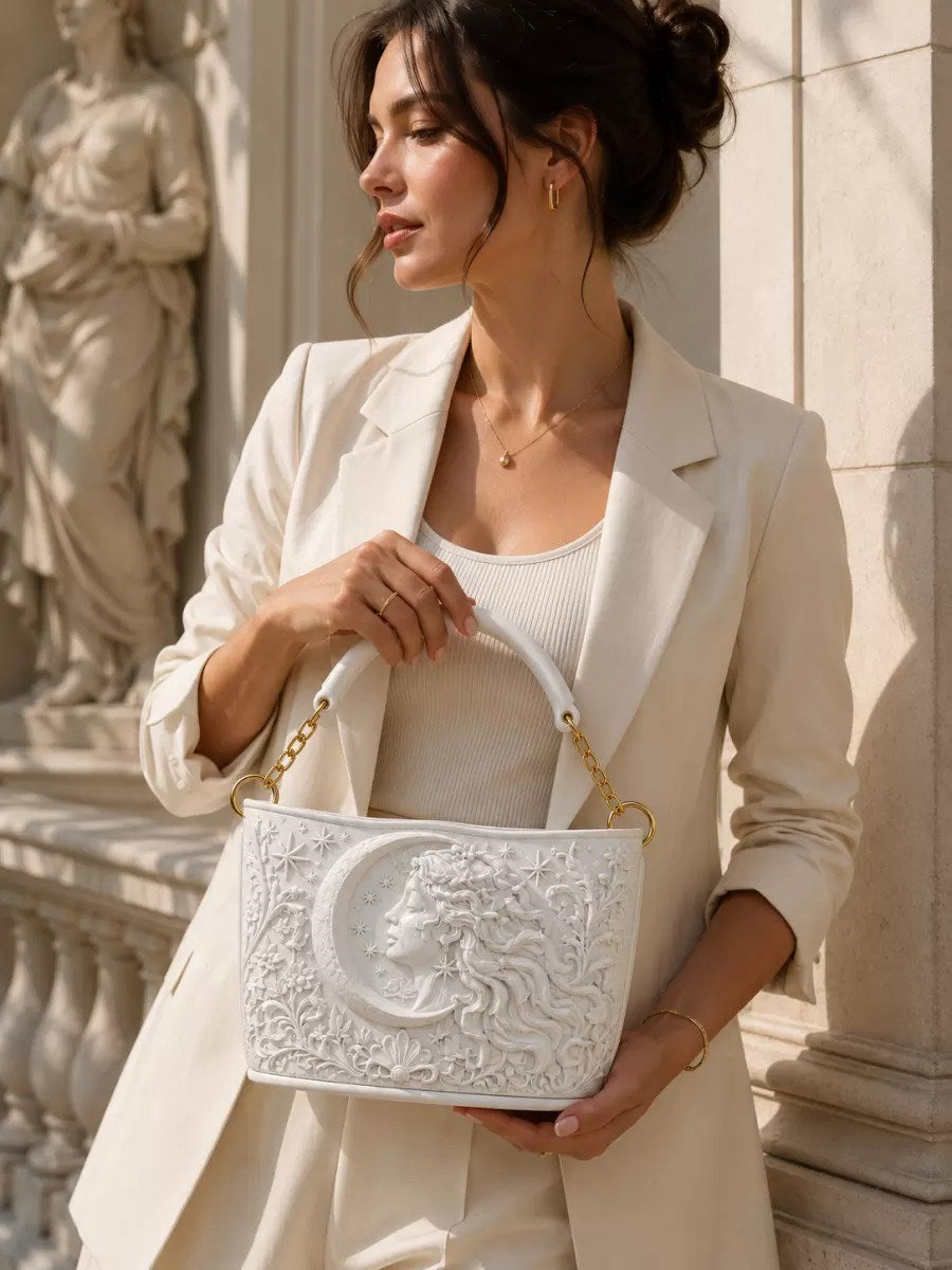 Selene Pearl Antik Dönem 3d Tasarım Omuz Çantası Beyaz