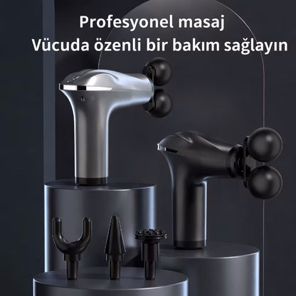 4 Başlıklı Şarjlı Masaj Tabancası Bel Sırt Boyun Bacak Kas Rahatlatıcı