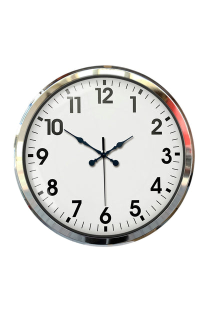 Krom Şıklık 52 Cm Metal Modern Duvar Saat