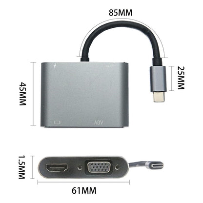 Markasız - USB Hub Çoklayıcı - 4’ü 1 Arada Type-C to Hub Dönüştürücü Adaptör Modern cihazlar için tek