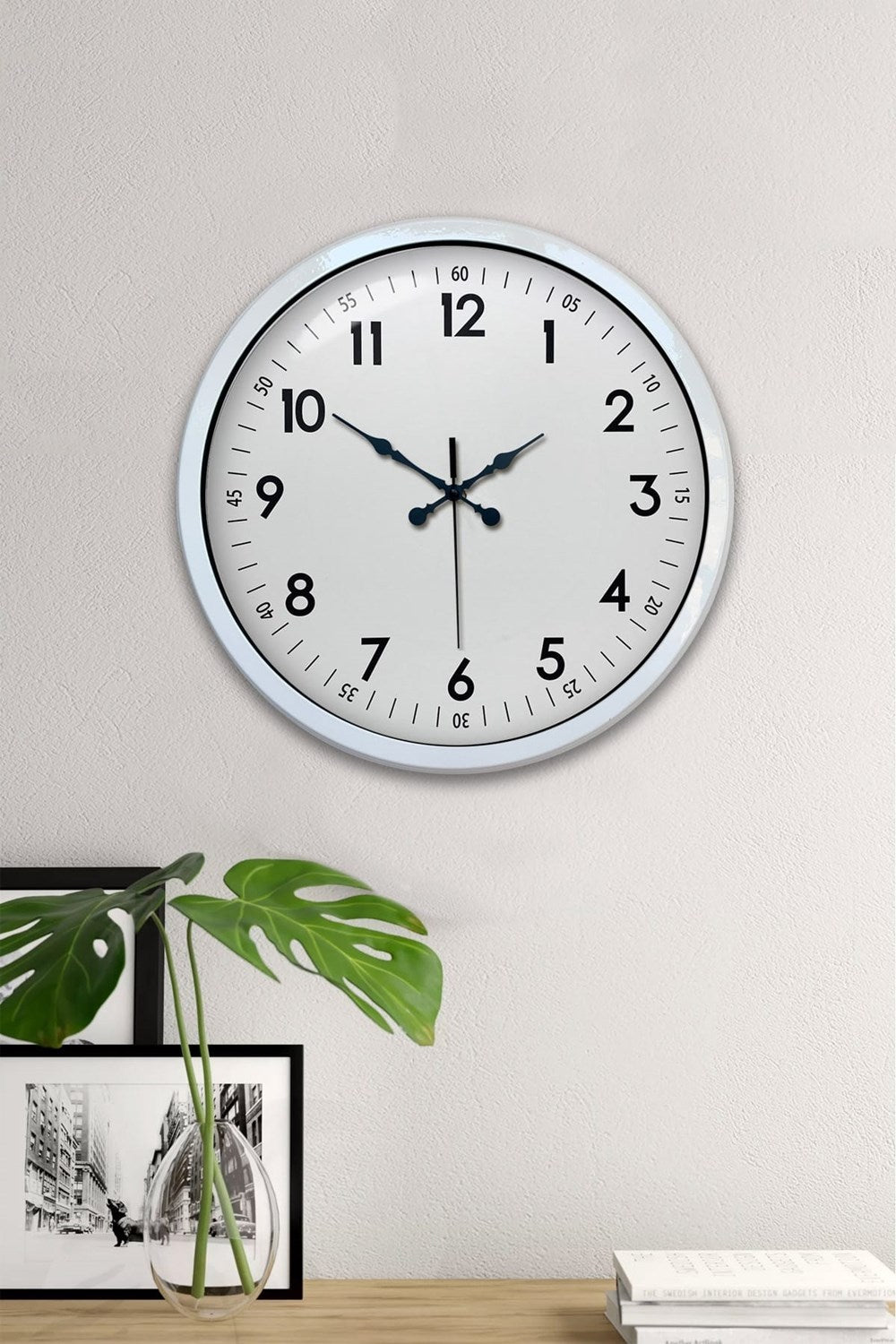 40 cm Beyaz Metal Standart Duvar Saati