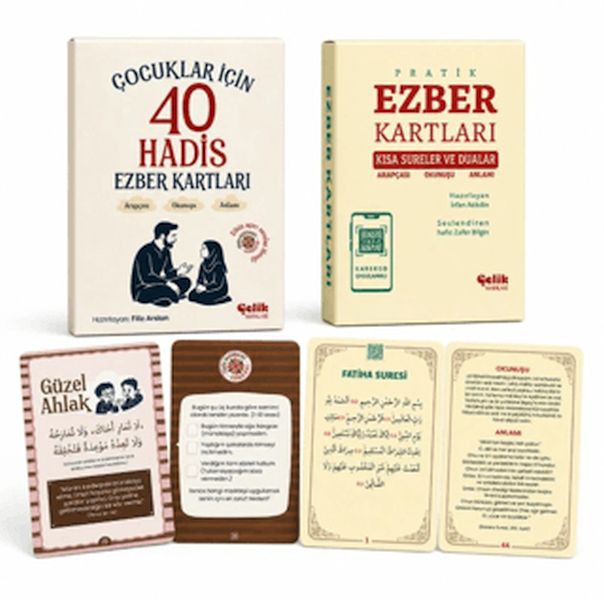 Ezber Kartları Seti 1 - Çocuklar için 40 Hadis 2 - Kısa Sureler ve Dualar
