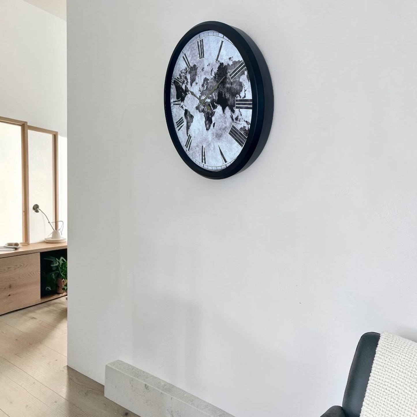 Siyah Atlas Roman 52 x 52 Cm Roman Duvar Saati