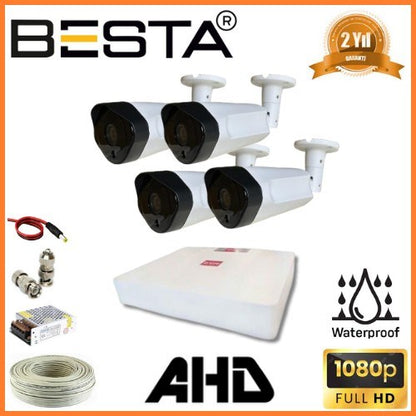 2 MP 1080P 4 Dış Mekan Kameralı AHD Güvenlik Seti