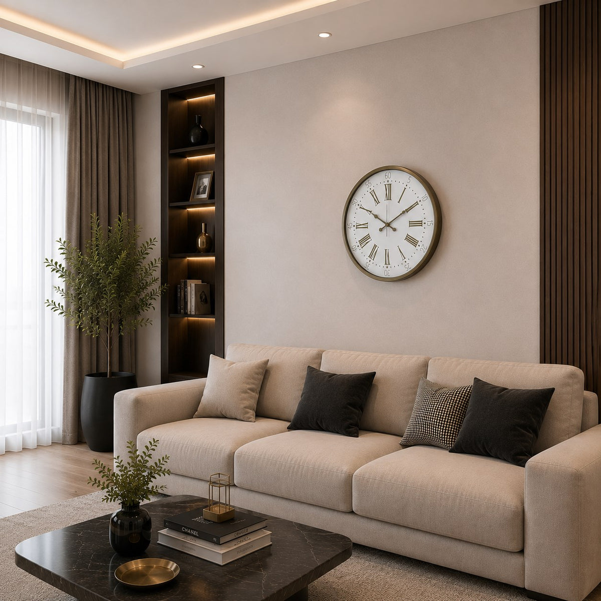 Eskitme Royal Ivory 52 x 52 Cm Duvar Saati