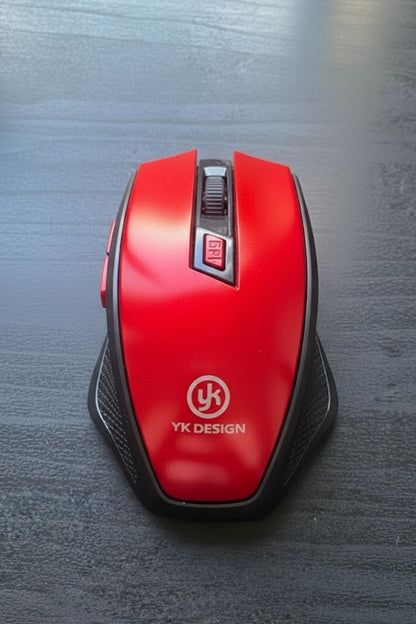BUFFER® Kırmızı Renkli Baş Parmak Destekli Ergonomik Sessiz Kablosuz Mouse – USB Alıcılı, Ofis ve Oyun İçin Konforlu Bilgisayar Faresi MS6300