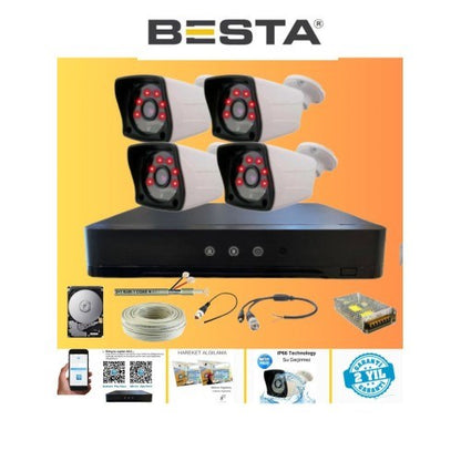 4 Kameralı Güvenlik Kamera Hazır Set 500 GB 7/24 HDD
